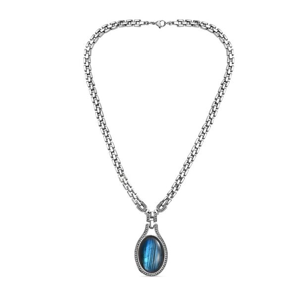 AAA Labradorit Halskette ca. 45 cm Edelstahl ca. 35.18 ct image number 4