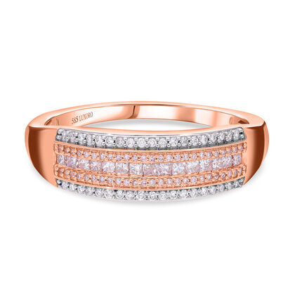Nat&uuml;rliche, rosa Diamant, SGL Zertifiziert I1-I2, Wei&szlig;er Diamant Ring, 585 rosegold (Gr&ouml;&szlig;e 17.00) ca. 0.50 ct