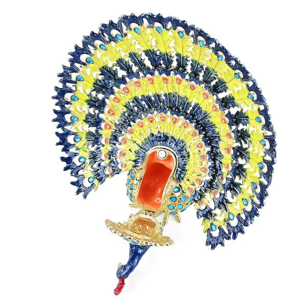" Peacock shape Trinket Storage Box - multicolor Material: Alloy + diamond size: 18*11*17cm  " image number 6