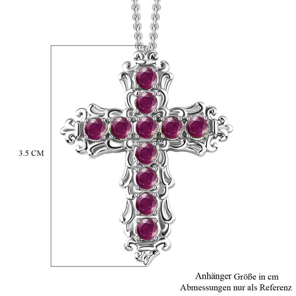 Afrikanischer Rubin (Fissure gef&uuml;llt) Kreuz-Anh&auml;nger mit Kette, 50 cm - 1,19 ct. image number 7