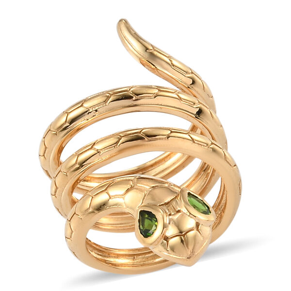 Natürlicher Chromdiopsid Ring 925 Silber vergoldet  ca. 0,34 ct image number 4