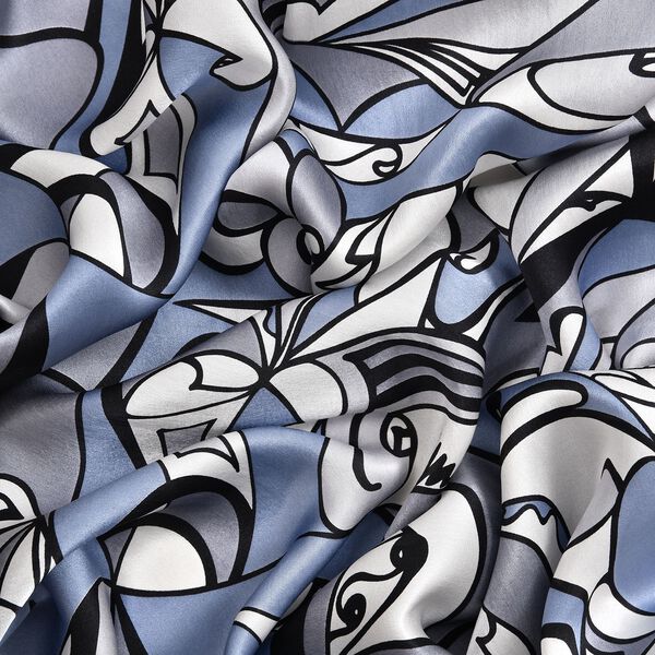 LA MAREY 100% Maulbeeren-Seidenschal, Satin, Blau image number 4