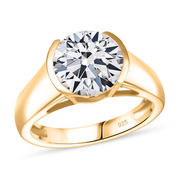 Moissanit Ring, 925 Silber 750 Gelbgold Vermeil - 2,97 ct.