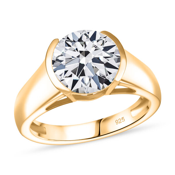 Moissanit Ring, 925 Silber 750 Gelbgold Vermeil - 2,97 ct. image number 4