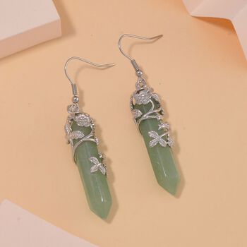 Gr&uuml;ner Aventurin Ohrringe Reiner Edelstahl ca. 54.00 ct