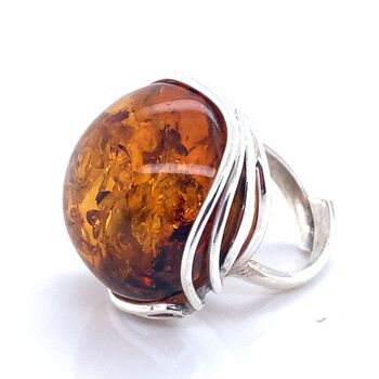 Baltischer Bernstein-Ring, 925 Silber (Gr&ouml;&szlig;e 17.00)