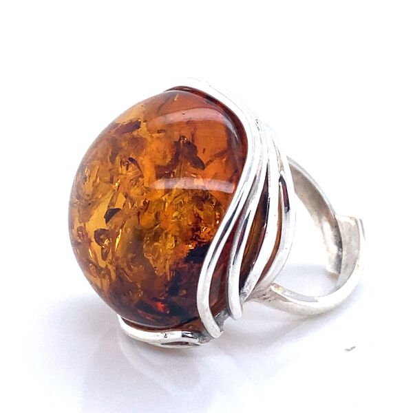 Baltischer Bernstein Ring 925 Silber