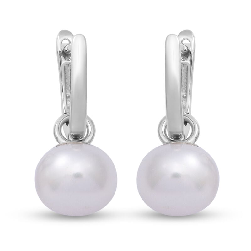 Weiße Süßwasser Perle Ohrringe 925 Silber rhodiniert ca. 8,00 ct image number 0