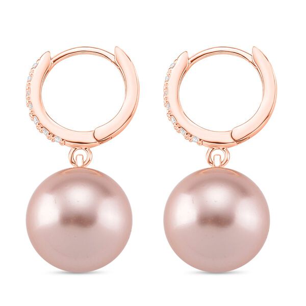 Rosa Muschelkernperle und Zirkonia Ohrringe image number 4