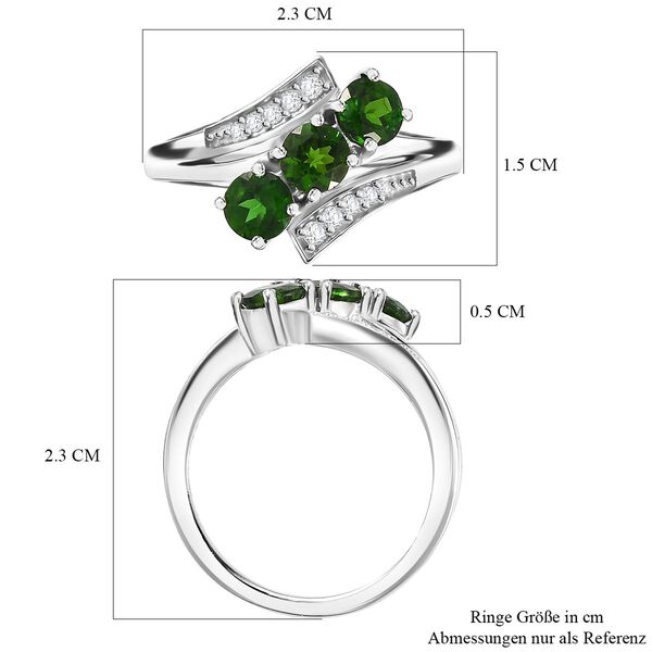 Natürlicher Chromdiopsid, Weißer Zirkon Ring 925 Silber rhodiniert (Größe 17.00) ca. 1,29 ct image number 7