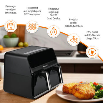 HOMESMART Hei&szlig;luftfritteuse, Schwarz