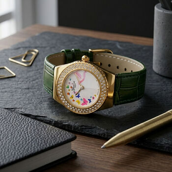 GENOA - J Francis gefertigt mit SWAROVSKI Wei&szlig;er Swarovski Kristall Uhren 23 cm Reine Legierung IP-Gelbbeschichtung