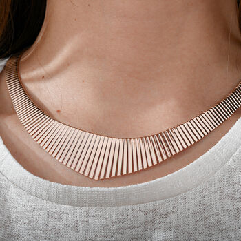 Gro&szlig;e Kleopatra-Halskette in ros&eacute;vergoldetem 925 Silber 45cm