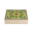 Handbemalte Aufbewahrungsbox aus Kiefernholz, 22x16x5 cm, Blumenmuster, Grün