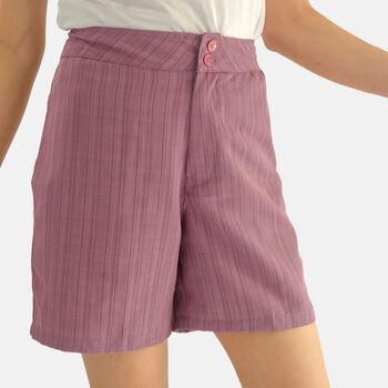 Unifarbene Shorts f&uuml;r Frauen, Gletschergrau, Violett, Gr&ouml;&szlig;e 38