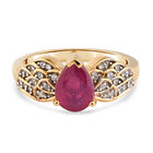 Afrikanischer Rubin und Zirkon Ring 925 Silber vergoldet (Größe 18.00) ca. 1,82 ct