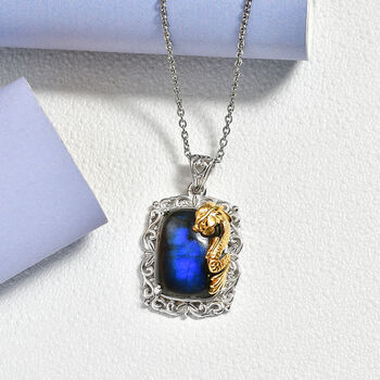 EVER TRUE AAA Labradorit Anh&auml;nger mit  316L Edelstahlkette ca. 50 cm, nickelfreies Messing ca. 14,90 ct.