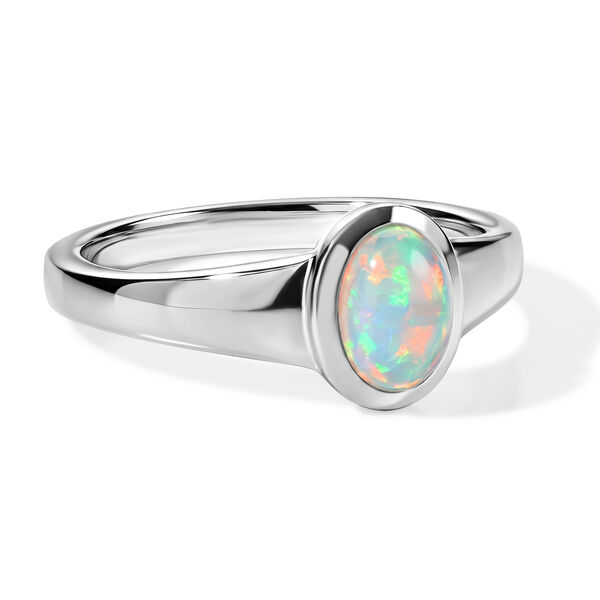 D'Joy AA Nat&uuml;rlicher, &auml;thiopischer Welo Opal Ring 925 Silber Rhodiniert (Gr&ouml;&szlig;e 19.00) ca. 0,55 ct