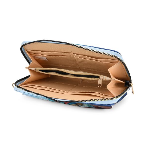 Frida Kahlo und Schmetterling Design Set, Shopper 40x12x35cm und Handy-Umh&auml;ngetasche 20x10,92x1,98cm, Blau image number 8