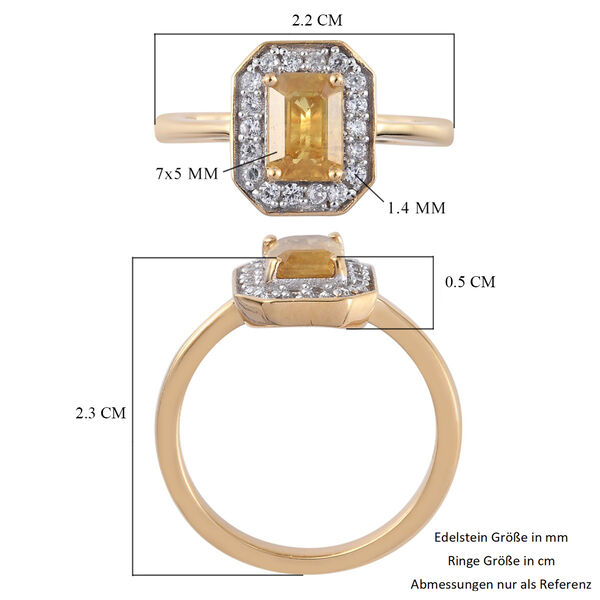 Gelber Saphir und Zirkon Halo Ring 925 Silber 585 vergoldet image number 7