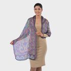 Bedruckter Schal aus 100% Seide, Multicolor-Muster mit grauer Bordüre, ca. 70 x 200 cm