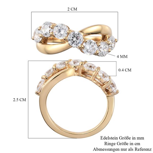 LUSTRO STELLA Hergestellt mit ZIRKONIA Ring 925 Silber 585 Vergoldet image number 7