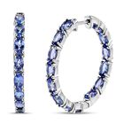 Tansanit-Creolen, 925 Silber platiniert ca. 5,99 ct