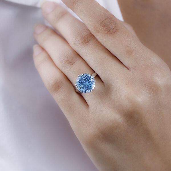 120 Facetten Himmelblauer Topas Ring, 925 Silber platiniert (Gr&ouml;&szlig;e 16.00) ca. 8.47 ct image number 3