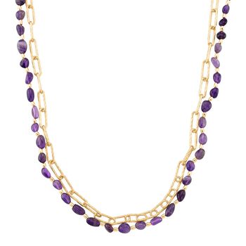 Afrikanischer Amethyst Halskette, ca. 45 cm + 5 cm Extender, vergoldet ca. 130.00 ct
