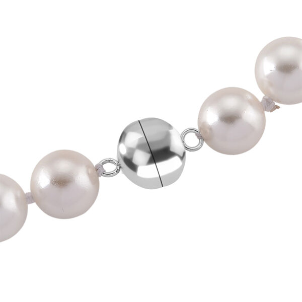 Wei&szlig;e Muschelkernperle (9-11 mm) Halskette ca. 60 cm 316L Edelstahl image number 5