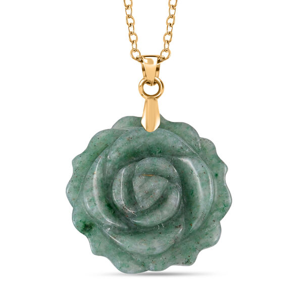 2er Set - Handgeschnitzter Gr&uuml;ner Aventurin Anh&auml;nger mit Kette und Ring (Gr&ouml;&szlig;e 18.00), goldfarben, ca. 30.00 ct image number 6