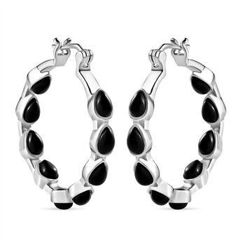 Schwarzer Onyx Ohrringe Edelstahl ca. 9,85 ct.