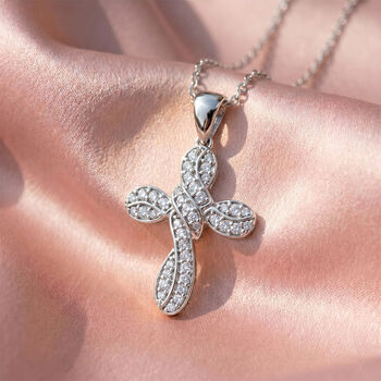 D'Joy Wei&szlig;er Diamant Schmuckset ca. 50 cm 925 Silber Rhodiniert ca. 0,26 ct.