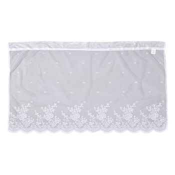 Gardinen mit verstellbarer Metallstange, gestrickter Stoff, 145x90cm, gewebt, wei&szlig;, Ranken