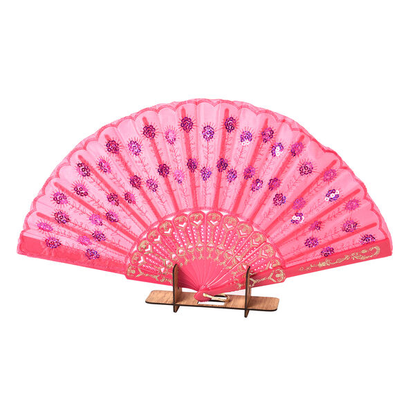 4er - Set Handfächer im japanischen Stil, Gelb, weiß, Schwarz, blau image number 3