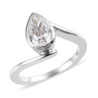 LUSTRO STELLA - feinster Zirkonia Bypass-Ring, 925 Silber platiniert image number 3