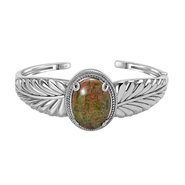 Unakite Armreif ca. 19 cm Edelstahl ca. 22,67 ct.