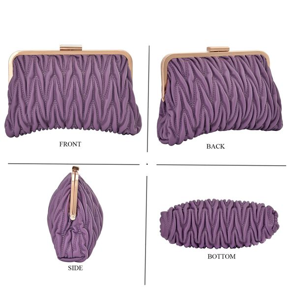 Clutch mit Metallschulterriemen in Stepp-Optik, Nude image number 4