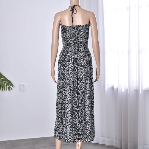 Langes Neckholder-Kleid, schwarz und weiß image number 1