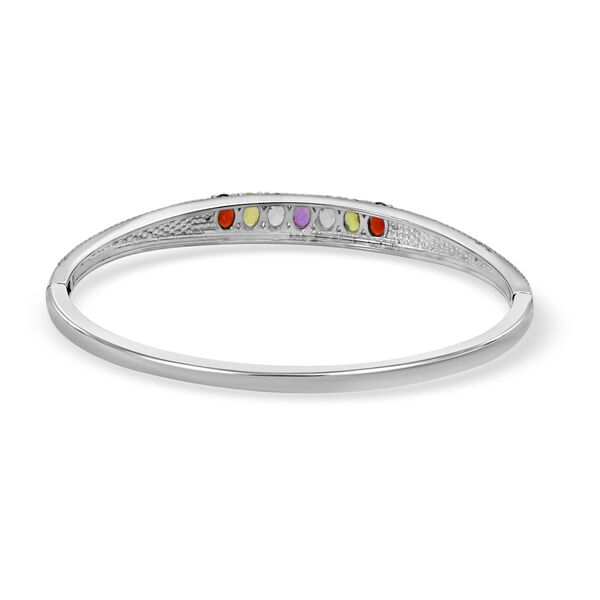 Himmelblauer Topas, Mosambik Granat Armreif ca. 19 cm Edelstahl ca. 3,55 ct. image number 5