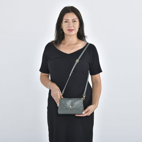 Crossbody Echtleder Handtasche, Schwarz image number 1