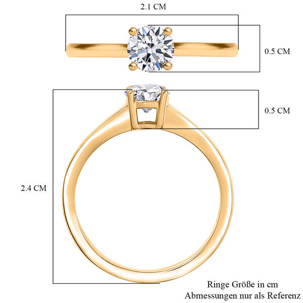 LUXURIANT DIAMOND - Lab Grown Diamant VS-EF SGL zertifiziert Ring, 925 Silber 750 Gelbgold Vermeil (Größe 18.00) ca. 0.50 ct image number 6