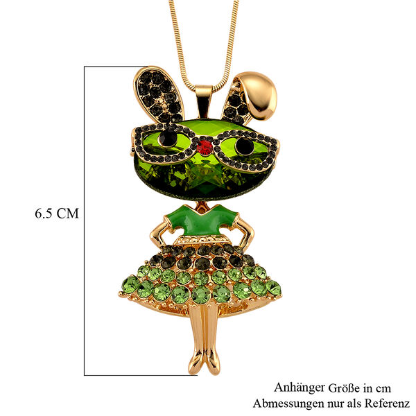 Mehrfarbiger Kristall Anh&auml;nger mit Kette, ca. 63.5 cm + 5 cm Extender, Legierung emailliert, Legierung Gelb image number 7