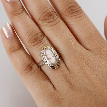 D'Joy zweifarbige italienische Kamee Conch-Muschel Ring - 1,95 ct.