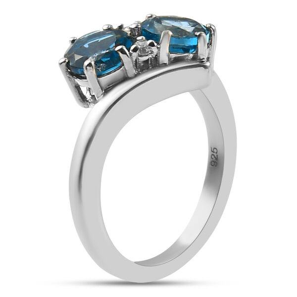 London Blautopas und Zirkon Ring 925 Silber Platin-&Uuml;berzug image number 5