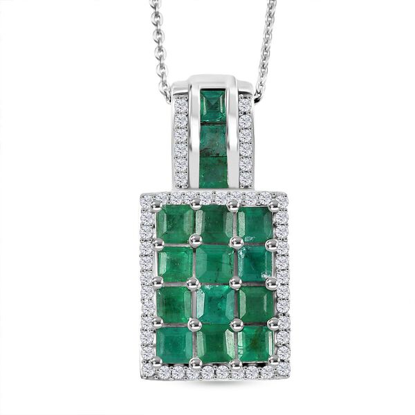 D'joy AA Smaragd Anh&auml;nger mit Kette ca. 50 cm, 925 Silber rhodiniert ca. 2.56 ct