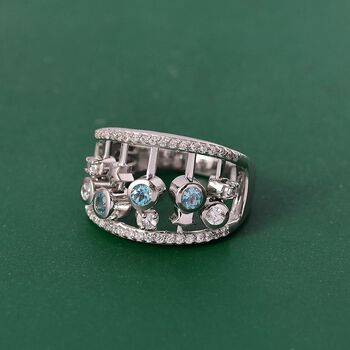 GP Celestial Kollektion- Schweizer Blautopas, Zirkon und blauer Saphir Ring - 1,24 ct.