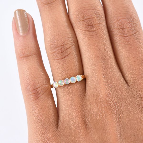 D'Joy AA Nat&uuml;rlicher, &auml;thiopischer Welo Opal Ring 925 Silber 750 Gelb Vergoldet (Gr&ouml;&szlig;e 17.00) ca. 0.38 ct image number 3