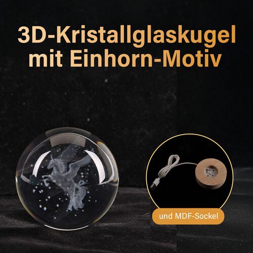 3D Kristallglaskugel-Lampe mit Balletttänzerin, Farbwechsellicht und MDF-Sockel, USB-betrieben, 8 cm