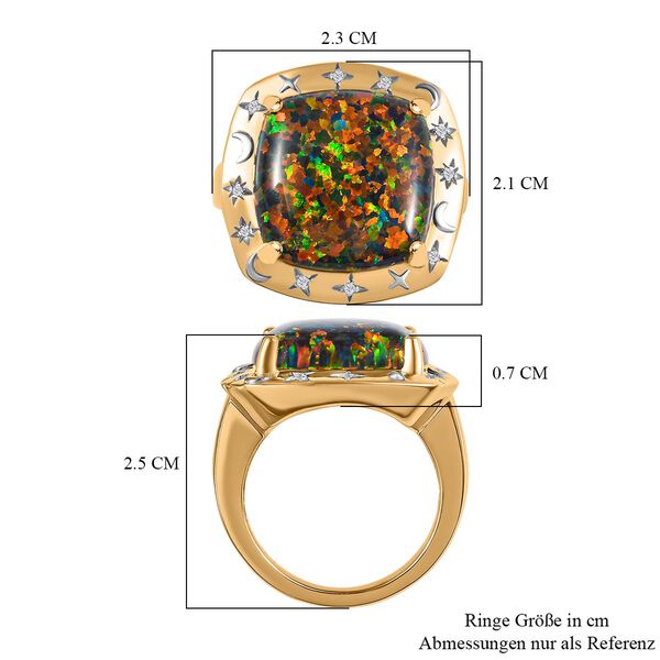 Labor erstellt schwarzen Opal, Weißer Zirkon Ring 925 Silber  (Größe 16.00) ca. 5,10 ct image number 7
